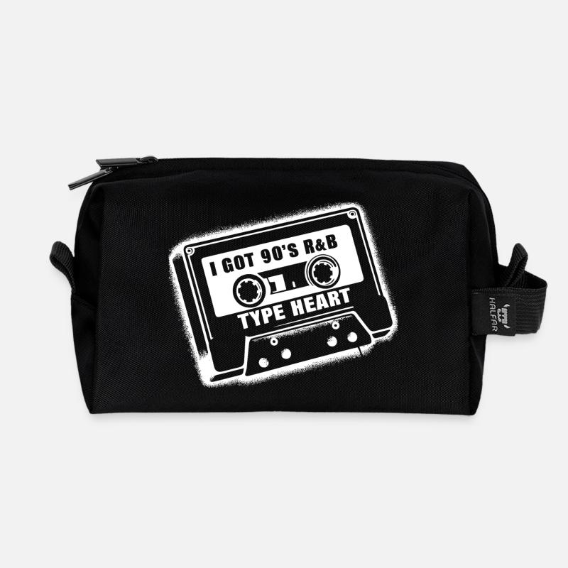 90er R&B Love – Herz am Beat - Recycelte Kulturtasche - Schwarz