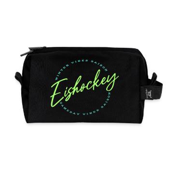 Eishockey Fans Pucks Helm Spruch Neon Hockey Fun - Recycelte Kulturtasche - Schwarz - Vorne
