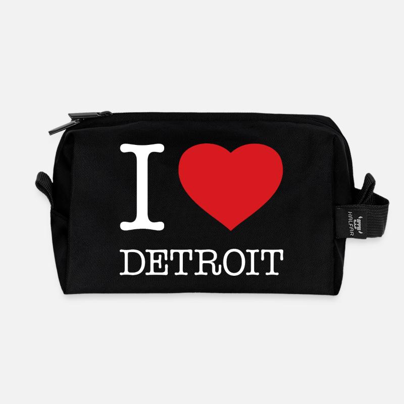 I LOVE DETROIT - Recycelte Kulturtasche - Schwarz
