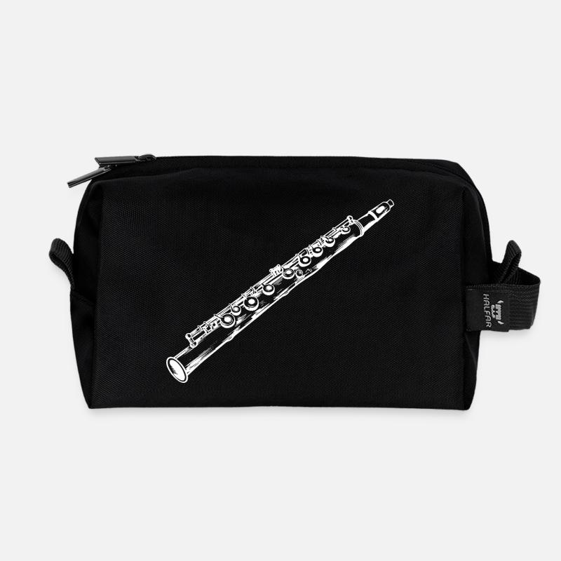 Flöte Zeichnung - Recycelte Kulturtasche - Schwarz