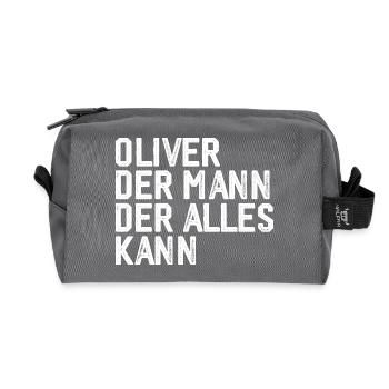 Oliver The man who can do everything First name Oliver - Recycled Toiletry Zip Bag - anthracite - Front