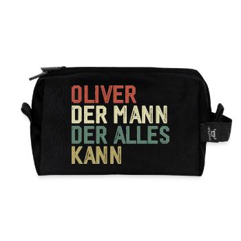 Oliver Der Mann Der Alles Kann Vorname Oliver - Recycelte Kulturtasche - Schwarz - Vorne