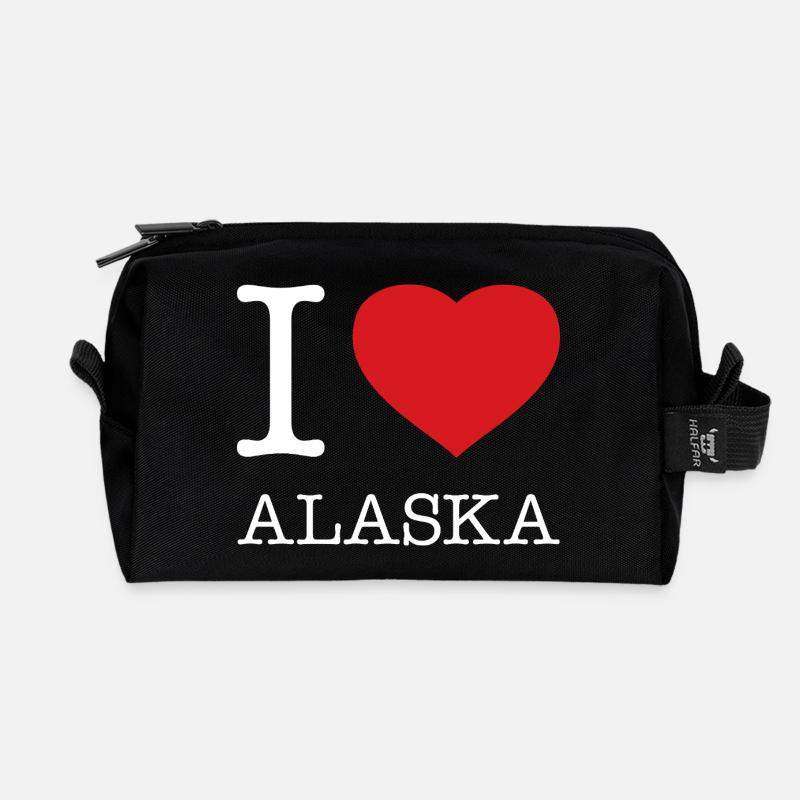I LOVE ALASKA - Recycelte Kulturtasche - Schwarz