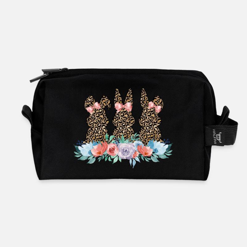lapins léopard - Trousse de toilette en tissu recyclé - noir