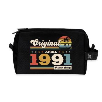 34ème anniversaire cadeau mari Original avril 1991 - Trousse de toilette en tissu recyclé - noir - Devant