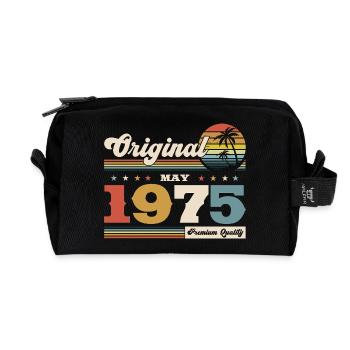 50th Birthday Original May Vintage 1975 - Recycled Toiletry Zip Bag - black - Front