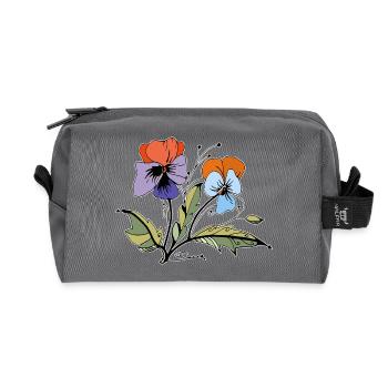 Flowers - Recycled Toiletry Zip Bag - anthracite - Front