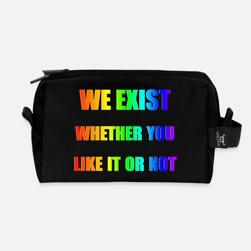 We Exist - Rainbow Gradient - Recycled Toiletry Zip Bag - black