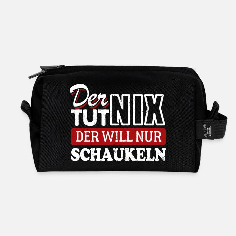 Der tut nix der will nur schaukeln - Spruch - Recycelte Kulturtasche - Schwarz