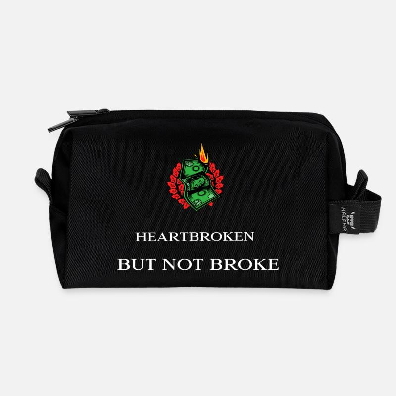 heartbroken_but_not_broke - Recycelte Kulturtasche - Schwarz