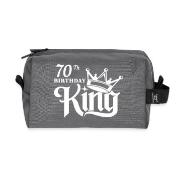 70th Birthday king - Recycled Toiletry Zip Bag - anthracite - Front