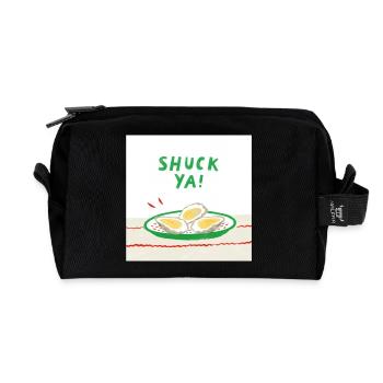 Design drôle d’huître - Trousse de toilette en tissu recyclé - noir - Devant