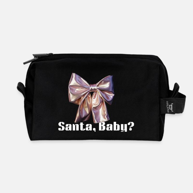 Elegante metallic Satin Schleife - Recycelte Kulturtasche - Schwarz