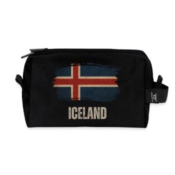 Drapeau de l’Islande, vintage Islande - Trousse de toilette en tissu recyclé - noir - Devant