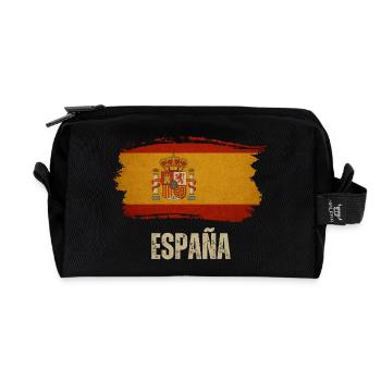 Drapeau grunge de l’Espagne, fierté espagnole - Trousse de toilette en tissu recyclé - noir - Devant