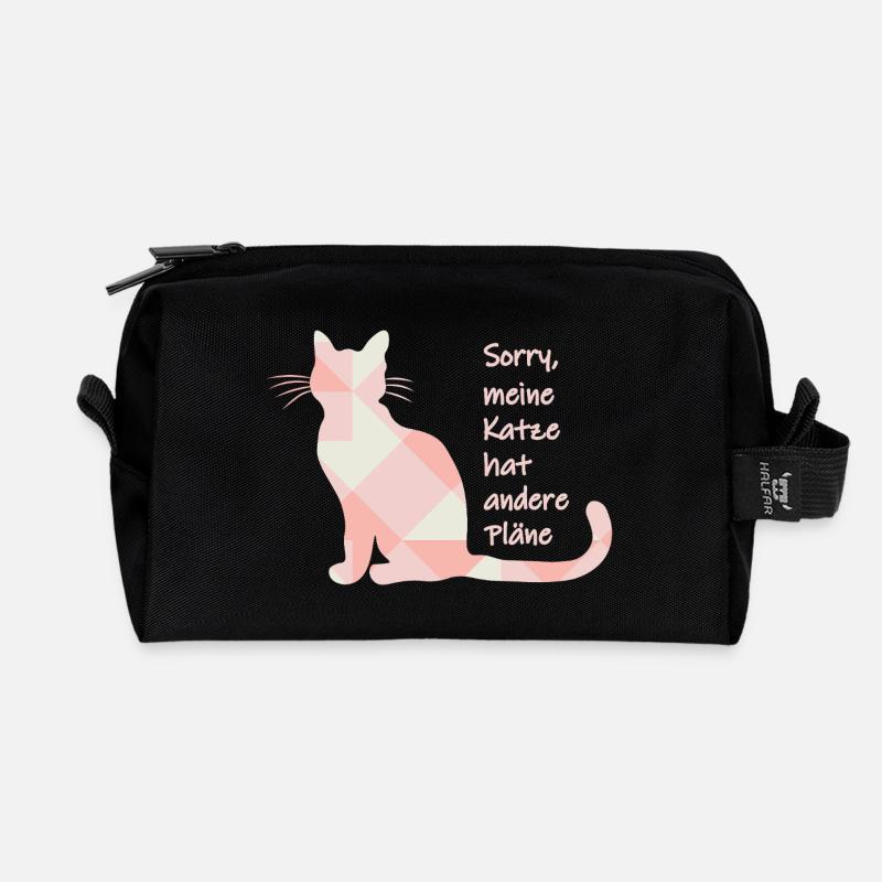 Katzenspruch - Sorry, meine Katze hat andere Pläne - Recycelte Kulturtasche - Schwarz