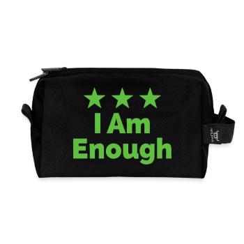 I Am Enough Ich bin genug Statement - Recycelte Kulturtasche - Schwarz - Vorne