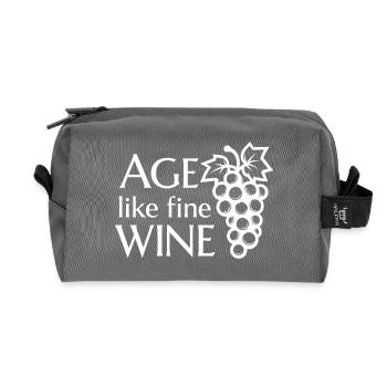 Age Like Fine Wine Weinliebhaber Spruch - Recycelte Kulturtasche - Anthrazit - Vorne