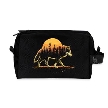 Wolf, Forest, Nature, Wilderness, Outdoor, Animal - Recycled Toiletry Zip Bag - black - Front
