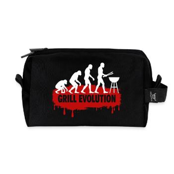 Grill Evolution Lustiger Grillmeister Spruch - Recycelte Kulturtasche - Schwarz - Vorne