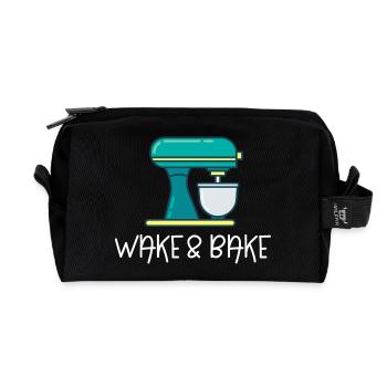 Aufwachen und Backen - Recycelte Kulturtasche - Schwarz - Vorne
