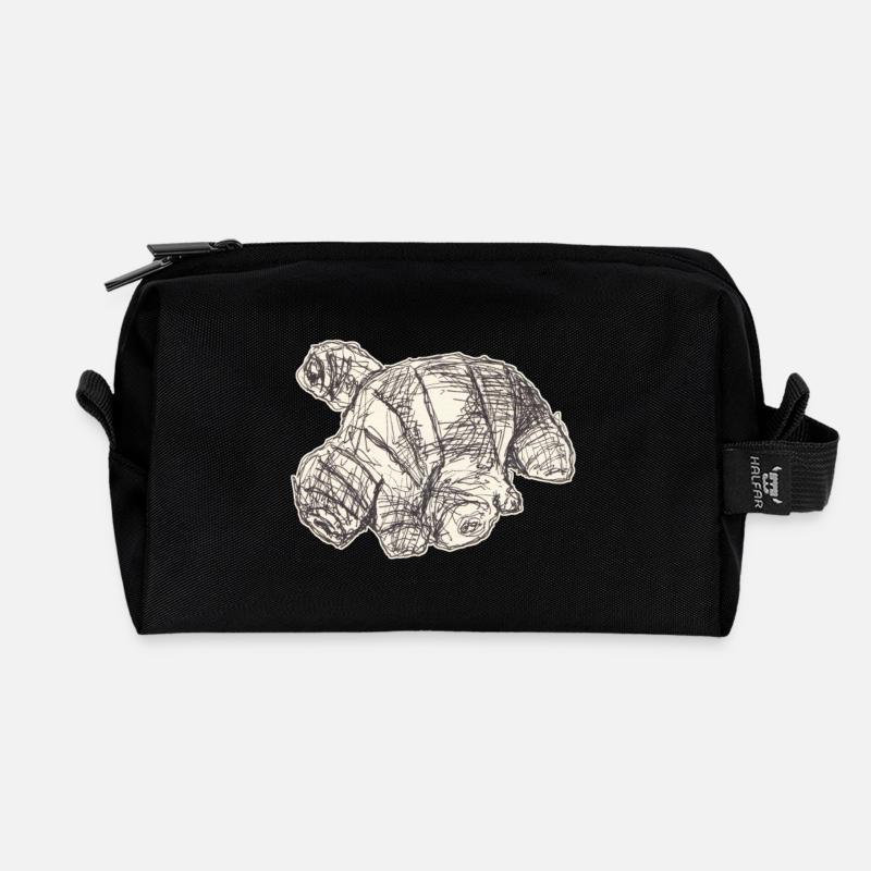 Ingwer Skizze - Recycelte Kulturtasche - Schwarz