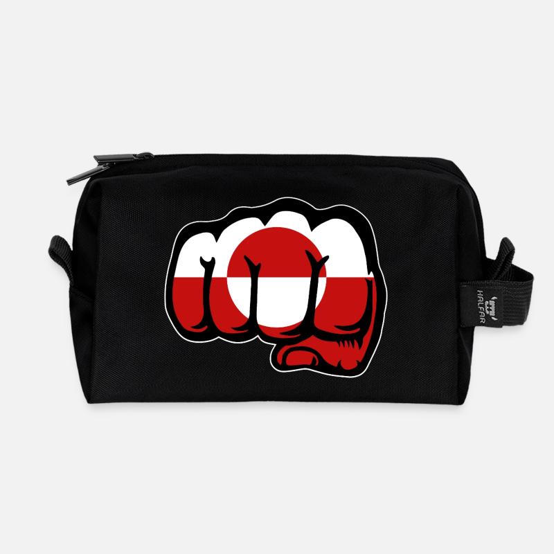 Grönland Flagge Faust Hand Symbol - Recycelte Kulturtasche - Schwarz
