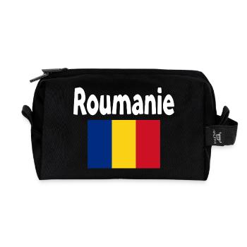 Roumanie Tricolore Retro - Trousse de toilette en tissu recyclé - noir - Devant