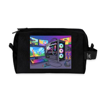 Farbenfrohes RGB-Gaming-Setup - Recycelte Kulturtasche - Schwarz - Vorne