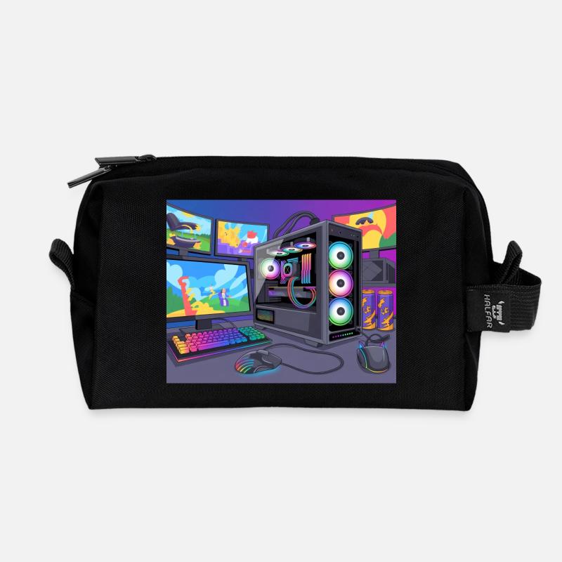 Farbenfrohes RGB-Gaming-Setup - Recycelte Kulturtasche - Schwarz
