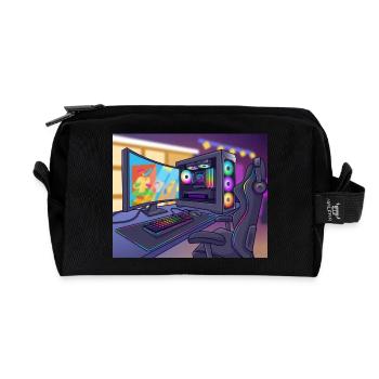 RGB-Gaming-PC-Atmosphäre - Recycelte Kulturtasche - Schwarz - Vorne