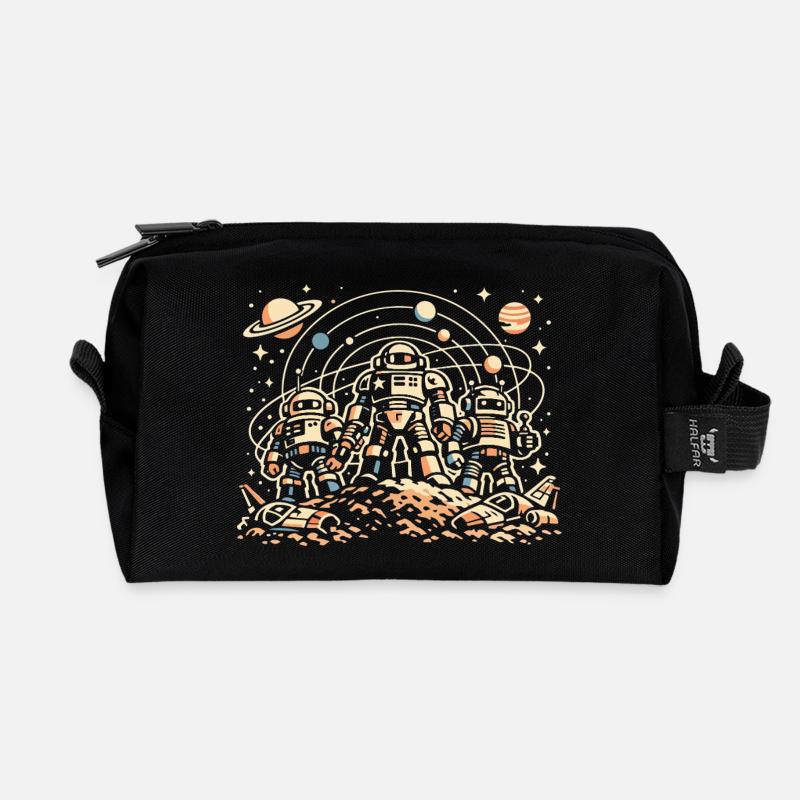 Astronauten auf dem Orbitalmond - Recycelte Kulturtasche - Schwarz