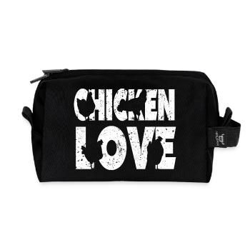Fans de poulet - Coq - Coq - Poulet fleur - Bio - Trousse de toilette en tissu recyclé - noir - Devant