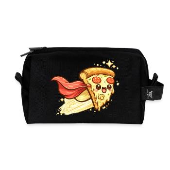 Pizzaheld mit Cape - Recycelte Kulturtasche - Schwarz - Vorne