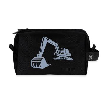 Excavator Silhouette, Precise Design for - Recycled Toiletry Zip Bag - black - Front