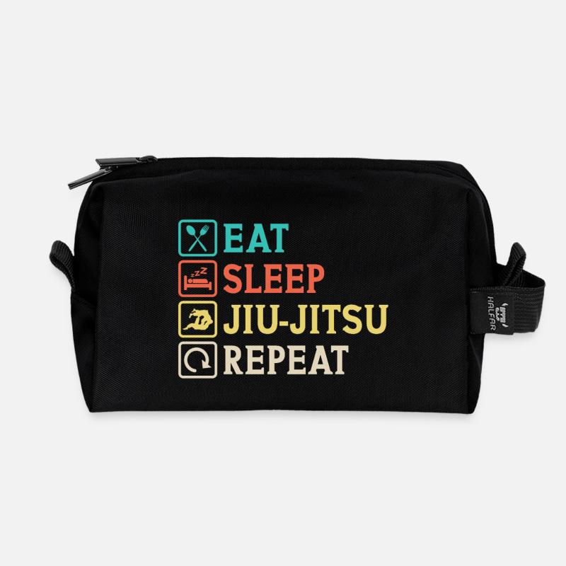 Eat Sleep Jiu-Jitsu Repeat Jiu Jitsu - Recycled Toiletry Zip Bag - black