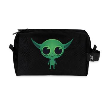 Cute green alien - Recycled Toiletry Zip Bag - black - Front