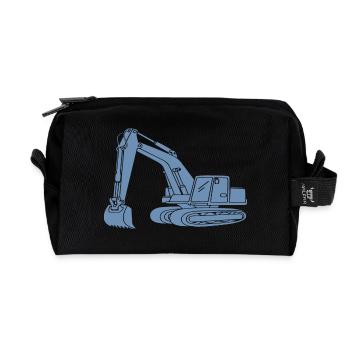 Excavator Driver Silhouette - Construction Equipment Operator - Recycled Toiletry Zip Bag - black - Front
