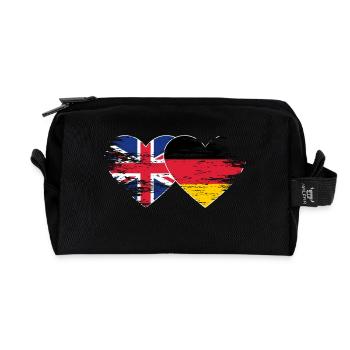 Great Britain Germany flag used heart - Recycled Toiletry Zip Bag - black - Front