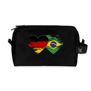 Germany Brazil flag used heart - Recycled Toiletry Zip Bag - black - Front