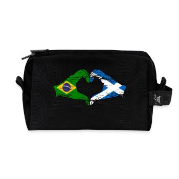 Brazil Scotland flag hands heart shape used - Recycled Toiletry Zip Bag - black - Front