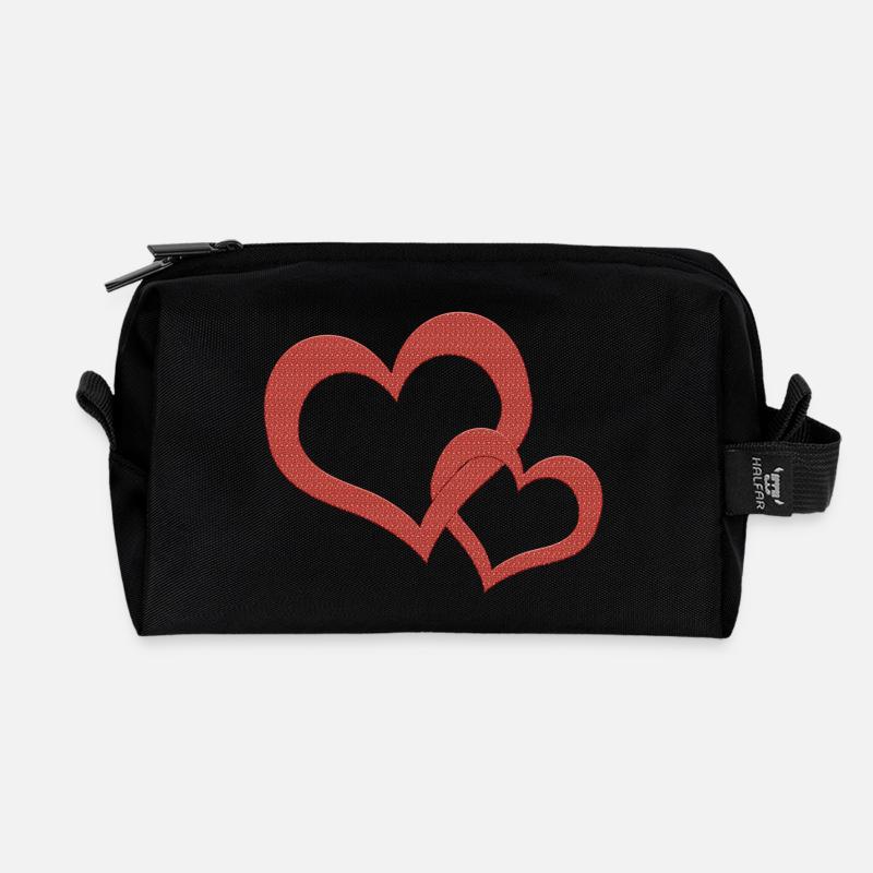Zwei Herzen - Recycelte Kulturtasche - Schwarz