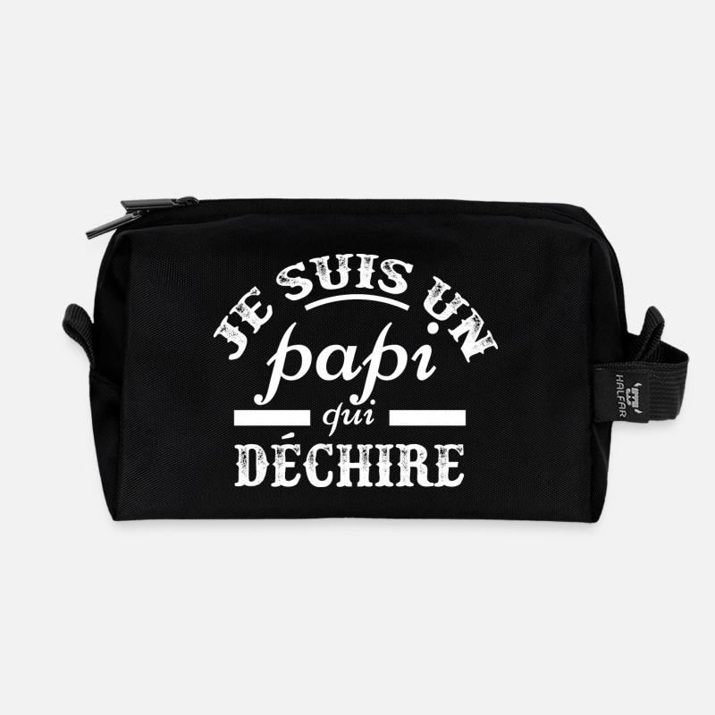 "Papi qui déchire" t-shirt humour papi - Trousse de toilette en tissu recyclé - noir