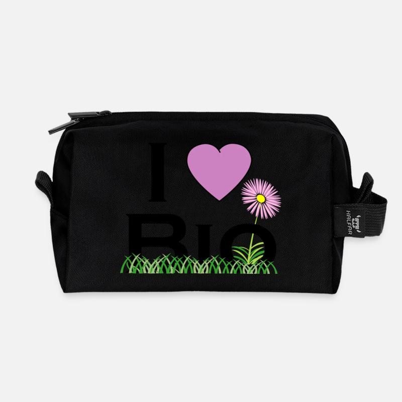 ich liebe bio - Recycelte Kulturtasche - Schwarz