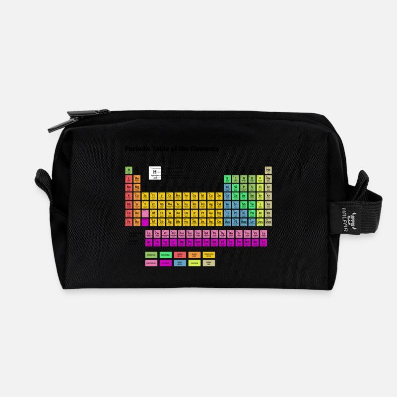 Periodic Table of the Elements - Recycled Toiletry Zip Bag - black