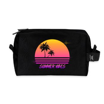 Summer Vibes Retro Synth Sunset Style Shirt - Recycled Toiletry Zip Bag - black - Front