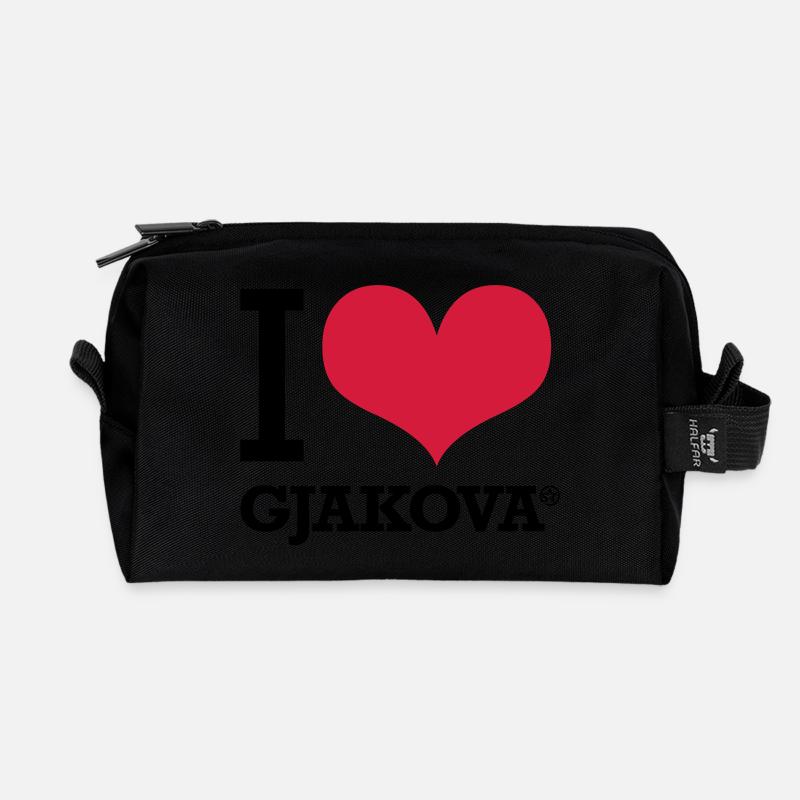 I LOVE GJAKOVA - Recycelte Kulturtasche - Schwarz