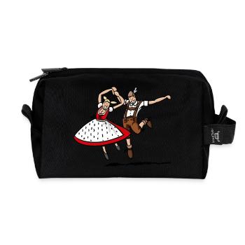 Jumping Bavarian Dancer Couple - Recycelte Kulturtasche - Schwarz - Vorne