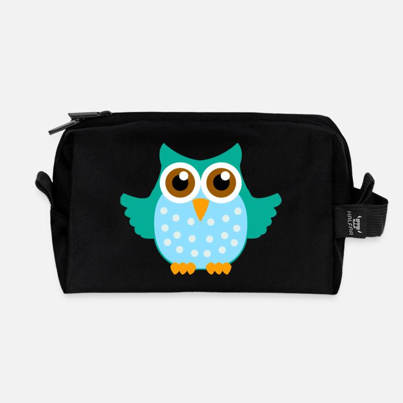 Eule - Recycelte Kulturtasche - Schwarz