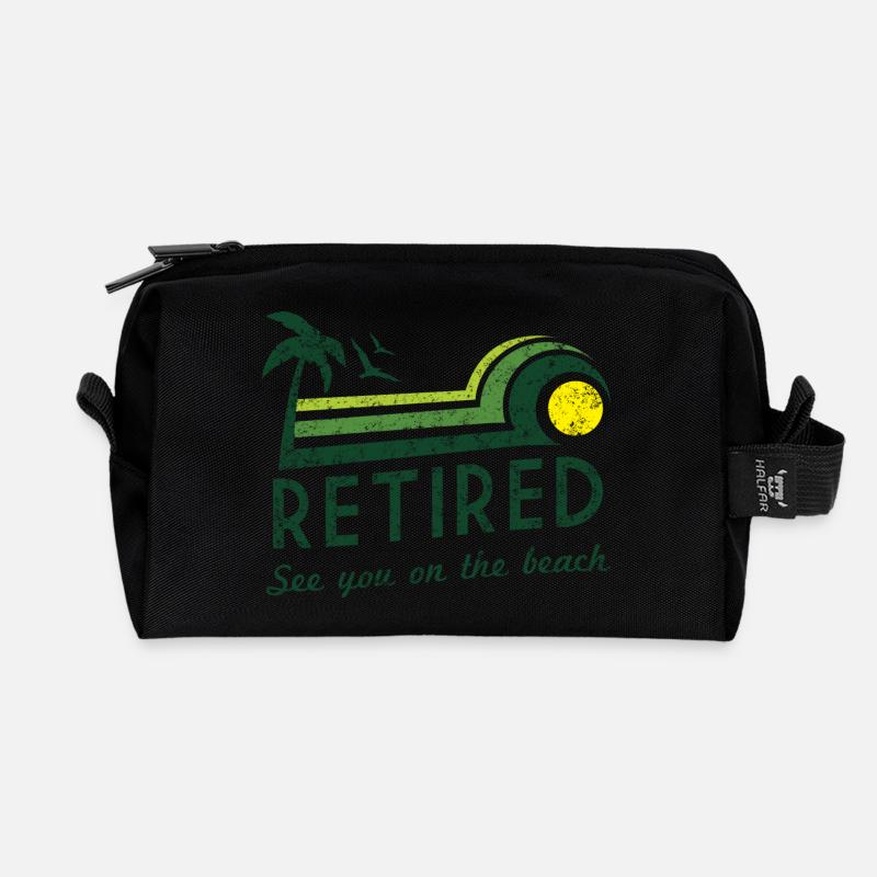 Retired See You On the Beach - Recycled Toiletry Zip Bag - black